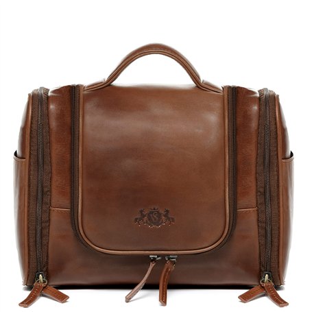 SID & VAIN Trousse de Toilette Dexter Cuir véritable | nécessaire de Voyage Grand Homme Marron | Trousse de Maquillage Fait à la