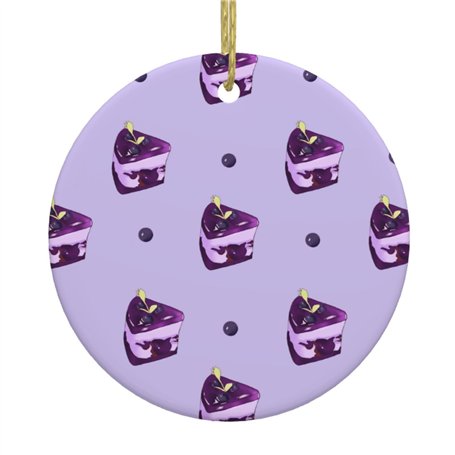 BROLEO Blueberry Cake Prints Décoration de Noël ronde en céramique – Ornement à suspendre pour magasins et maisons – 7