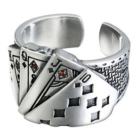 FUKAJOMFEN Bague large et tendance gravée réglable ouverte en argent pour homme