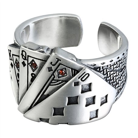 FUKAJOMFEN Bague large et tendance gravée réglable ouverte en argent pour homme