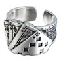FUKAJOMFEN Bague large et tendance gravée réglable ouverte en argent pour homme