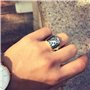 FUKAJOMFEN Bague large et tendance gravée réglable ouverte en argent pour homme, bijou vintage unisexe, Comme sur l'image