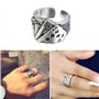 FUKAJOMFEN Bague large et tendance gravée réglable ouverte en argent pour homme, bijou vintage unisexe, Comme sur l'image