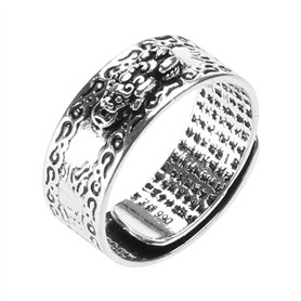 FUKAJOMFEN Bague de transfert de fortune pour homme Pixiu S Bague Feng Shui Amulette Richesse Porte chance ouverte réglable Bijo