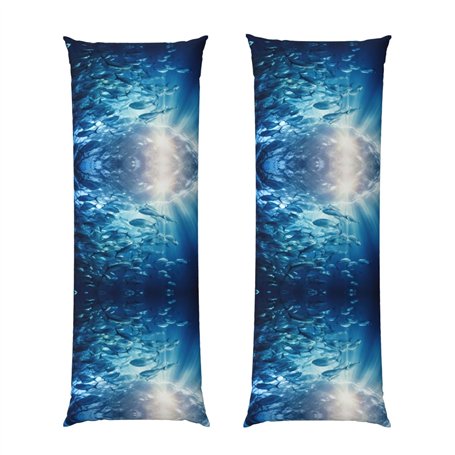Blue Ocean Lot de 1 taie d'oreiller avec fermeture éclair Motif poissons sous-marins 50
