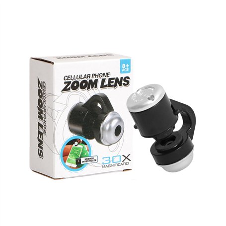 Morain Microscope universel 30x avec lumière LED pour lentille macro pour téléphone portable et appareil photo