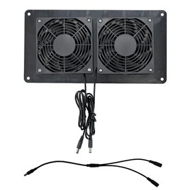 Morain Double ventilateur de ventilation efficace CC 12 V pour maisons et abris avec panneau solaire