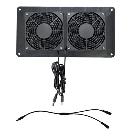 Morain Double ventilateur de ventilation efficace CC 12 V pour maisons et abris avec panneau solaire