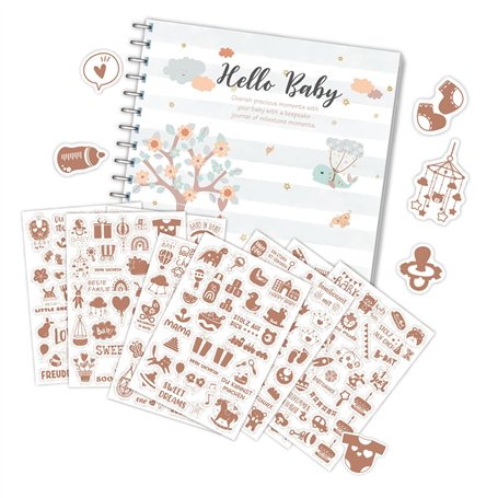 Morain Livre de souvenirs pour bébé avec autocollant pour bébé garçon ou fille de première année Journal de scrapbooking