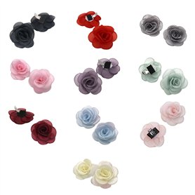 Mumuve Clips de chaussures amovibles en tissu rose fleur boucles fleur décoration fleur pour haute