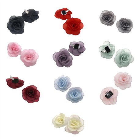 Mumuve Clips de chaussures amovibles en tissu rose fleur boucles fleur décoration fleur pour haute