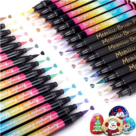 YCHUCH 30 couleurs acrylique marqueur pinceau séchage rapide pour peinture sur papier
