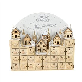 YCHUCH Calendrier de l'Avent en bois éclairé par LED avec arbre lumineux et renne de Noël