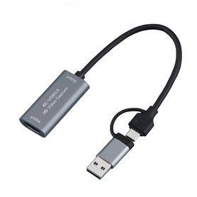 Ksikdeg 2 en 1 2K 50 fps USB 3.0 Type C HDMI compatible Captures vidéo sur carte téléphone jeu webcast cours étude vidéo
