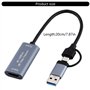 Ksikdeg 2 en 1 2K 50 fps USB 3.0 Type C HDMI compatible Captures vidéo sur carte téléphone jeu webcast cours étude vidéo