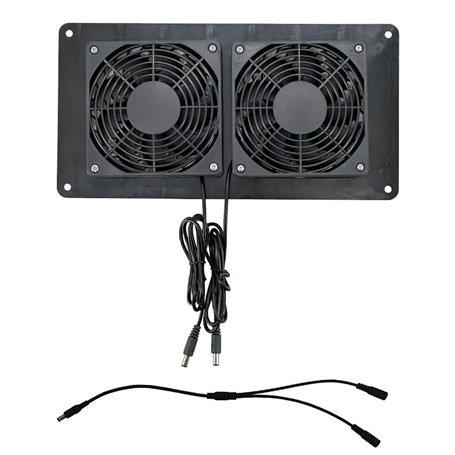 Ksikdeg Double ventilateur de ventilation efficace CC 12 V pour maisons et abris avec panneau solaire
