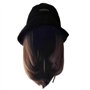 chapeau de pêcheur d'hiver noir avec cheveux