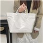FackLOxc Sac à main tendance en PVC et papier kraft avec impression de lettres tendance sur le dessus, sac à main spacieux pour 