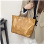 FackLOxc Sac à main tendance en PVC et papier kraft avec impression de lettres tendance sur le dessus, sac à main spacieux pour 