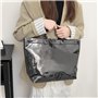 FackLOxc Sac à main tendance en PVC et papier kraft avec impression de lettres tendance sur le dessus, sac à main spacieux pour 