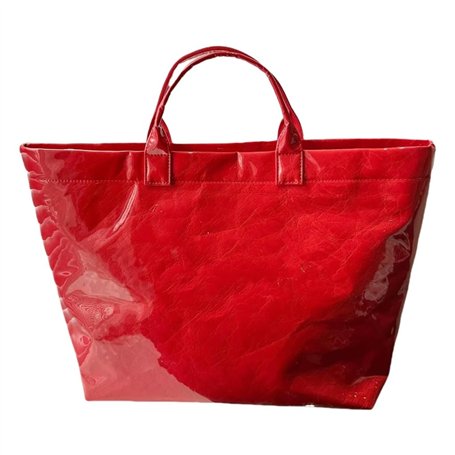 FackLOxc Sac à main tendance en PVC et papier kraft avec impression de lettres tendance sur le dessus