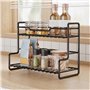 Duyeuau Étagère de rangement robuste en acier inoxydable pour chambre à coucher et cuisine Double couche