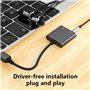Carte son stéréo externe USB avec casque 3,5 mm et microphones pour ordinateur portable PC de bureau