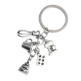 Rebellious Ensemble de porte-clés de cuisson en alliage avec fouet à gâteau