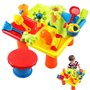 Nyutcwe Table à Eau pour Tout-Petits 25pcs / Set 4 Compartiments Table sensorielle Sable carré avec des selles interactives Pare
