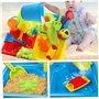 Nyutcwe Table à Eau pour Tout-Petits 25pcs / Set 4 Compartiments Table sensorielle Sable carré avec des selles interactives Pare