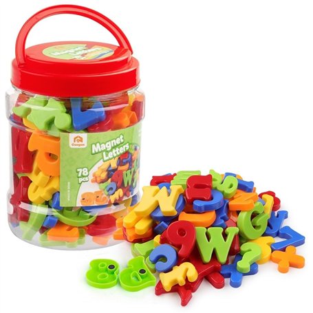 Coogam Magnétiques Lettres et Chiffres pour Les Enfants Symboles Mathématiques Alphabet Majuscule Minuscule Alphabétique Aimants