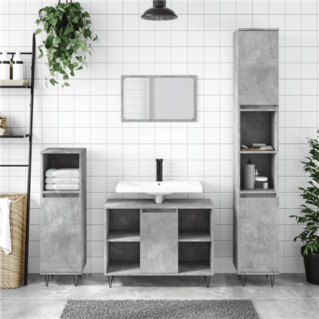 AJJHUUKI Mobilier d'extérieur 3 pièces pour salle de bain Gris béton