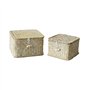 YSGLIFE Panier de Rangement en Jonc de mer avec Couvercle Ensemble de 2 Paniers Empilables Herbe de mer Tissée Paniers Carrés po