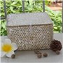 YSGLIFE Panier de Rangement en Jonc de mer avec Couvercle Ensemble de 2 Paniers Empilables Herbe de mer Tissée Paniers Carrés po