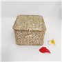 YSGLIFE Panier de Rangement en Jonc de mer avec Couvercle Ensemble de 2 Paniers Empilables Herbe de mer Tissée Paniers Carrés po