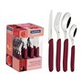 Tramontina - TRAMONTINA-Ménagère 24 pcs Carmel Inox et Plastique Carmin - Ensemble de Couverts Moderne et Pratique. Design Éléga
