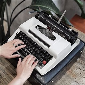 AALGO Machine à écrire Vintage Manuel Traditionnel Classique Ancienne Machinerie De Texte Typewriter avec Valise Et Ruban