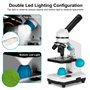 Microscope monoculaire composé 40X-2000X grossissement Microscope débutant Double éclairage LED