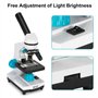 Microscope monoculaire composé 40X-2000X grossissement Microscope débutant Double éclairage LED