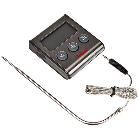 Metaltex Thermomètre de Cuisine numérique avec sonde et minuteur en Acier Inoxydable Gris 20 x 20 x 6 cm