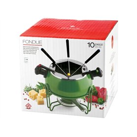 Home 8983830 Service à Fondue Anti-Fondue 10 Pièces Métal Vert