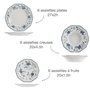 Churchill Roses Bleu Service Table, Earthware, Blanc/Bleu, 18 unités
