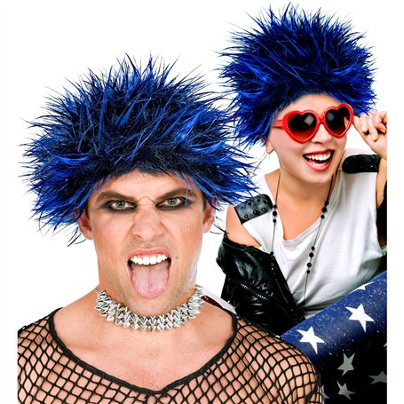 Widmann 02128 - Perruque Punk Bleu Rocker Cheveux Synthétiques