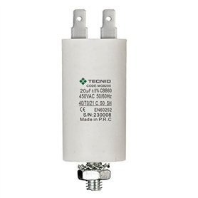 TECNID MG8200 Permanent pour Moteurs 20µF 450V. Écrou M8 Puissance. Le condensateur de démarrage est dans Un boîtier cylindrique