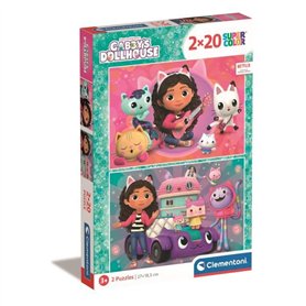 Puzzle - CLEMENTONI - Gabby s Dollhouse - 2 x 20 pieces - Pour enfants a partir de 3 ans - Theme dessins animés
