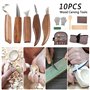 10Pcs Outils Sculpture sur Bois en Acier Carbone Ensemble d'outils de Sculpture sur Bois avec Couteau à Crochet Couteau à Découp