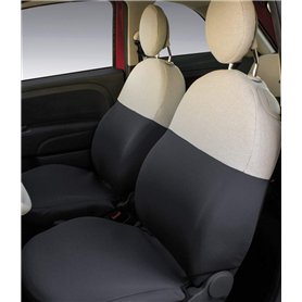CORA Housses de siège Avant personnalisées Fiat 500 07> Gris/crème