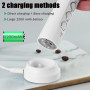 YEAHTOP Mousseur à lait électrique à main moderne avec 3 vitesses, comprend 3 têtes, mini mixeur blanc rechargeable pour faire m
