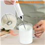 YEAHTOP Mousseur à lait électrique à main moderne avec 3 vitesses, comprend 3 têtes, mini mixeur blanc rechargeable pour faire m