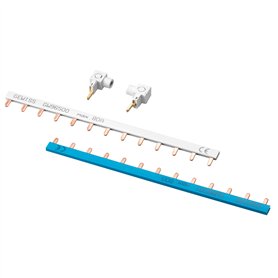 KIT 2 PEIGNES DE RACCORDEMENT UNIPOLAIRE POUR MTC 1P 13 MODULES 63A BLEU ET GRIS + 2 BORNES